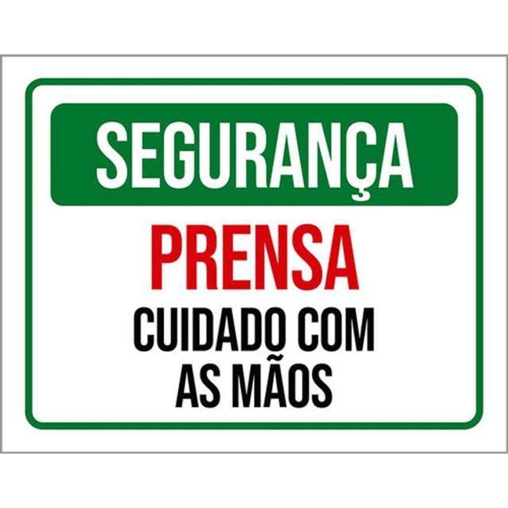Kit 10 Placas Segurança Prensa Cuidado Com As Mãos 36X46