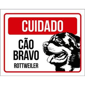 Kit 3 Placas Cuidado Cão Bravo Rottweiler 36X46