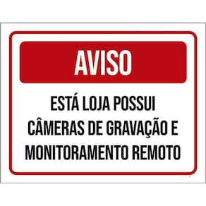 Kit 5 Placas Aviso Loja Possui Câmeras Gravação Remoto 36X46