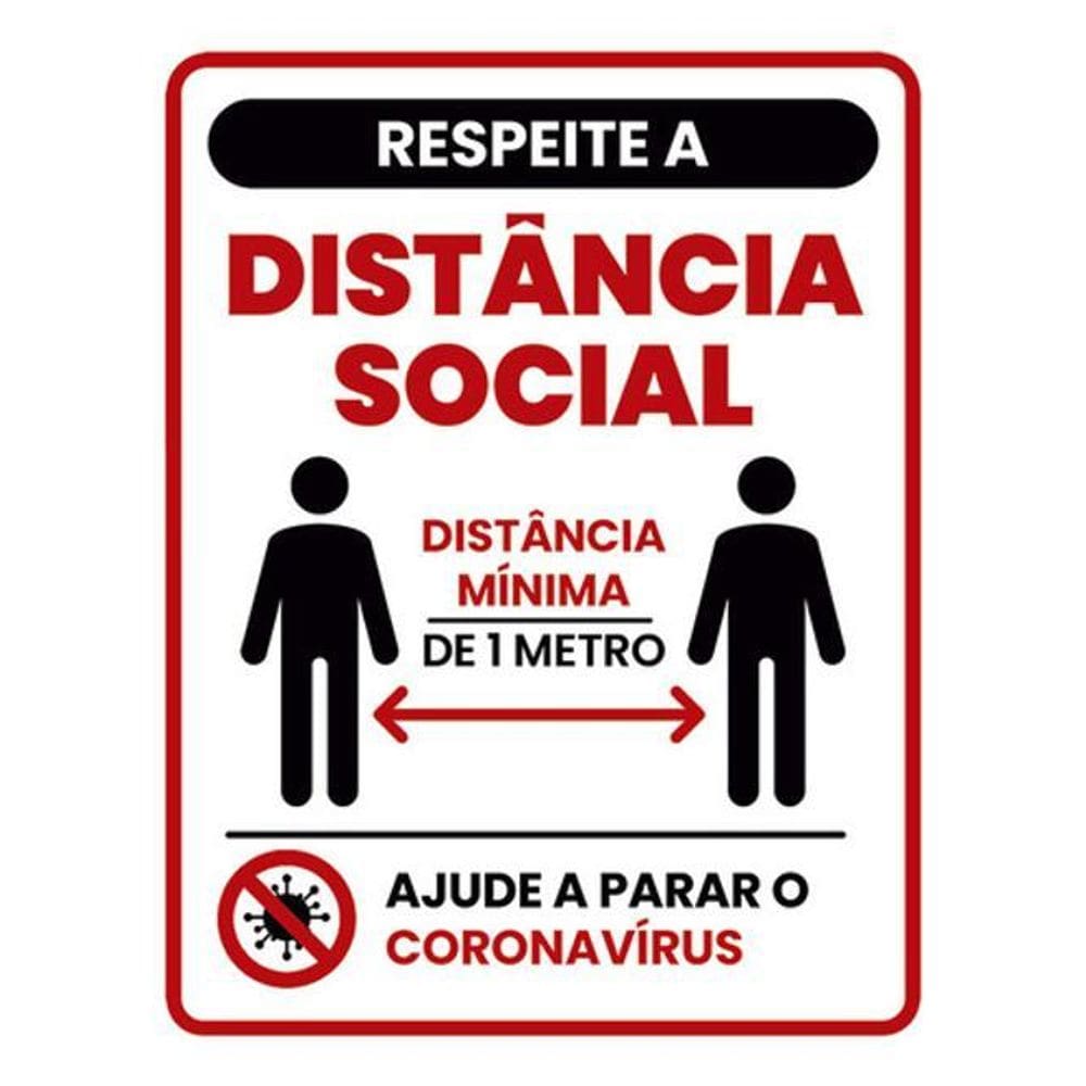 Kit 5 Placas Respeite Distância Social 36X46