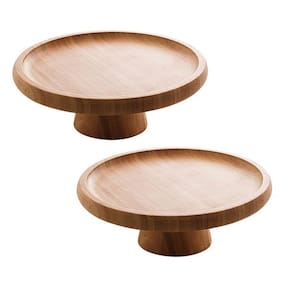 Kit 2 Pratos Redondo Centro Mesa Boleira Bambu 20Cm