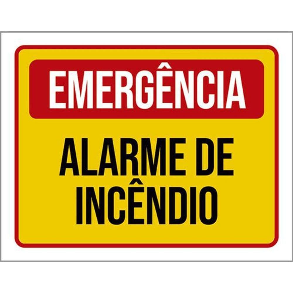 Kit 3 Placas Emergência Alarme De Incêndio 36X46