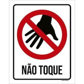 Kit 3 Placas Não Toque Mão Ícone Preto 36X46