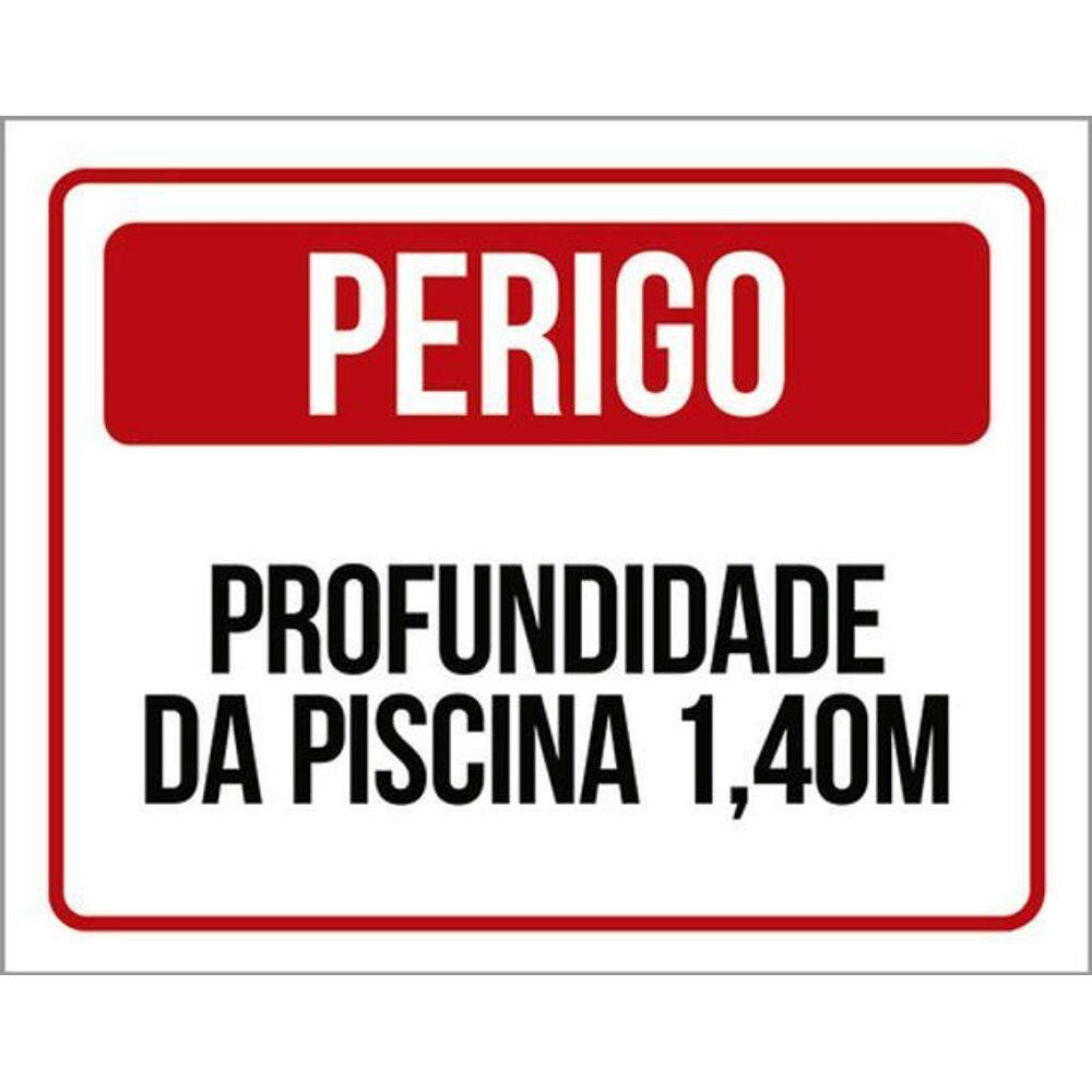 Kit 5 Placas Perigo Profundidade Piscina 1M40 36X46