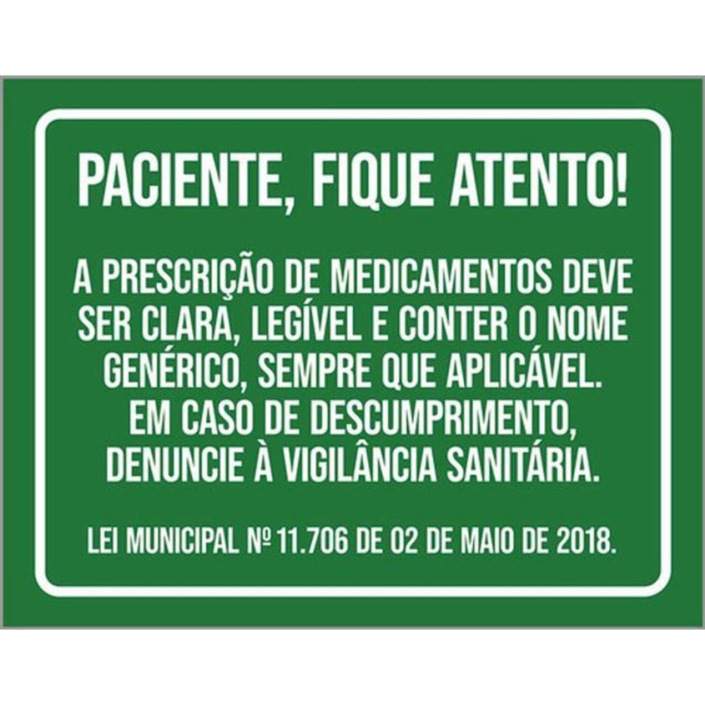 Kit 3 Placas Paciente Fique Atento 36X46