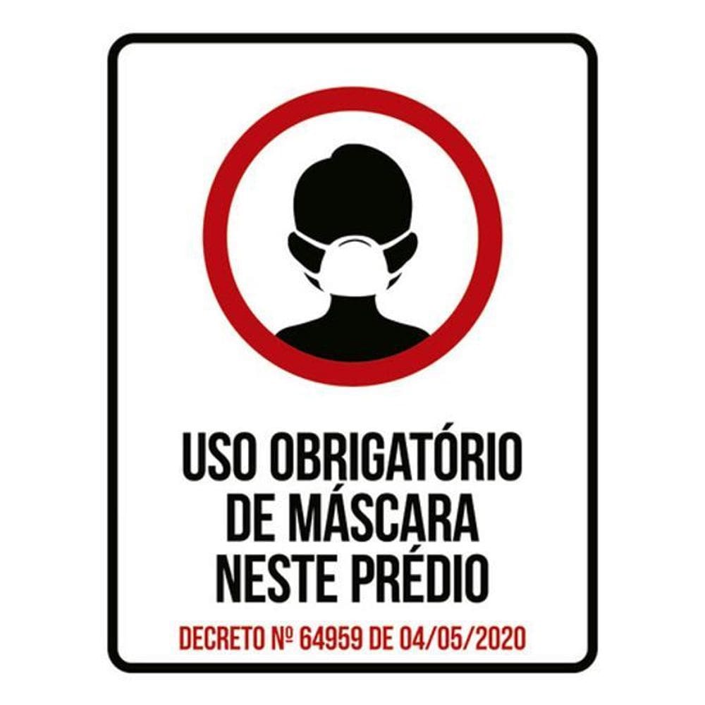 Kit 10 Placas Uso Obrigatório Máscara Neste Prédio 36X46