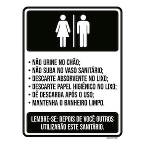 Kit 3 Placas Banheiro Regras De Uso 36X46