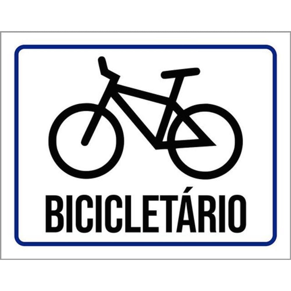 Kit 3 Placas Bicicletário Azul Desenho 36X46