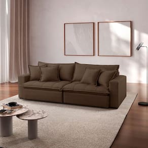 Sofá Cama Jupiter 3 Lugares Retrátil Reclinável 2,30m Veludo com Molas Ensacadas Marrom