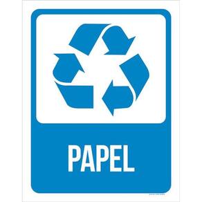 Kit 3 Placas Lixo Azul Papel 36X46
