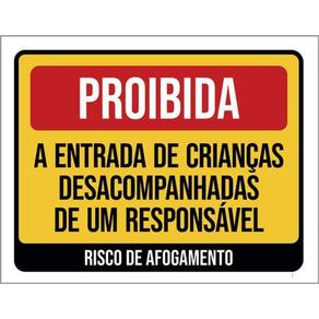 Placa Proibido Crianças Sem Responsável Afogamento 36X46