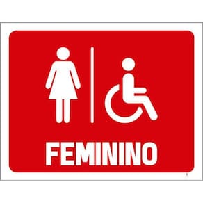 Kit 10 Placas Vermelho Banheiro Feminino 36X46