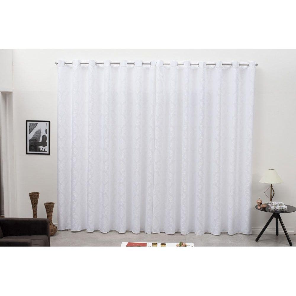 Cortina Jacquard Em Tecido Semi Blackout 4,00X2,50 Branco