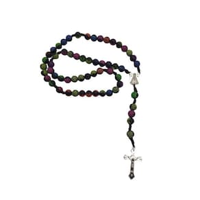 Terço Nossa Senhora Bolas Pretas Com Imagem Colorida