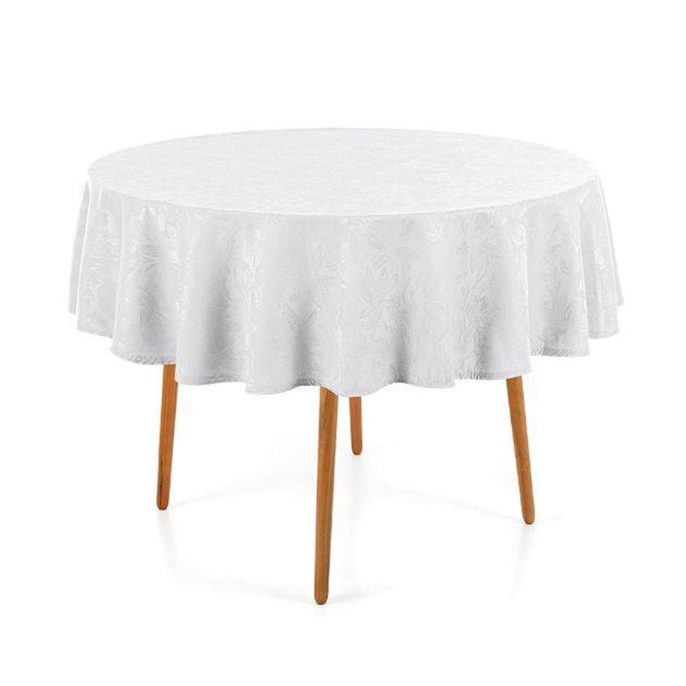 Toalha Mesa Redonda 4 Lugares Jacquard Dominic Branco