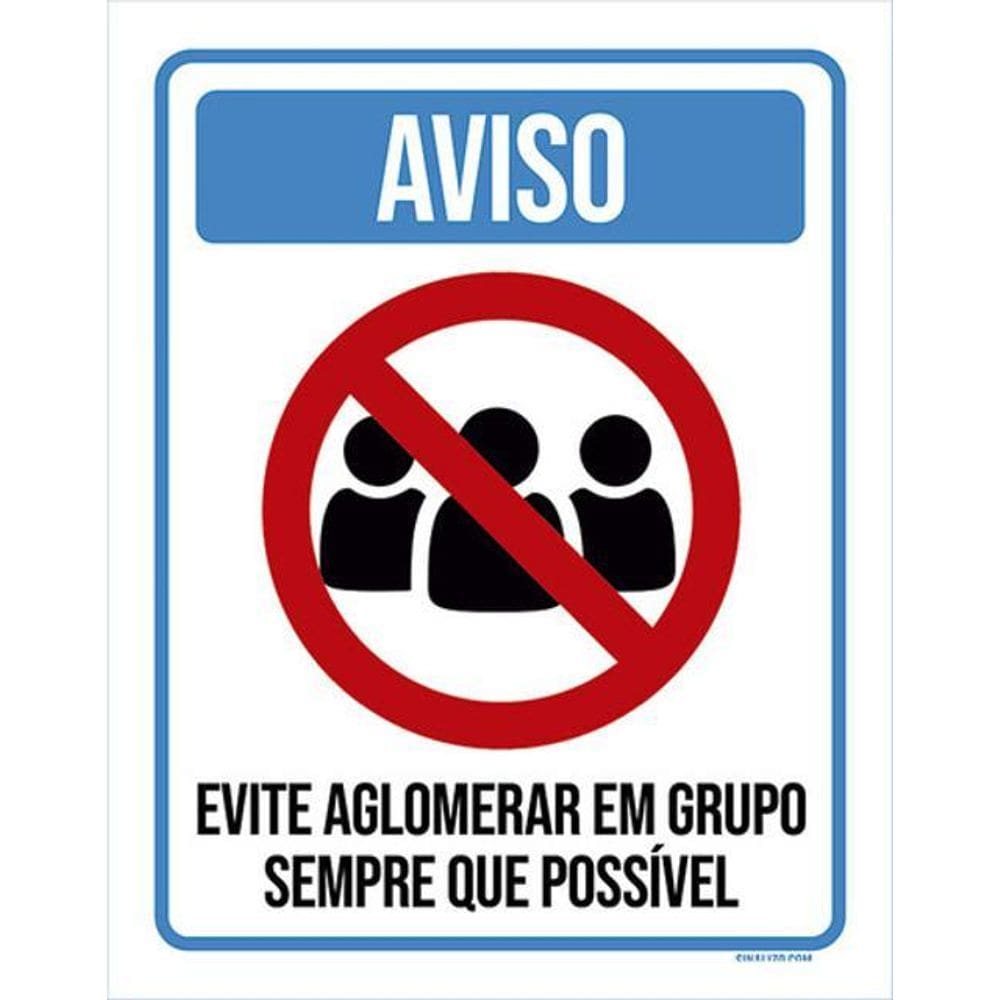 Kit 3 Placa Evite Aglomerar Grupo Sempre Possível 36X46