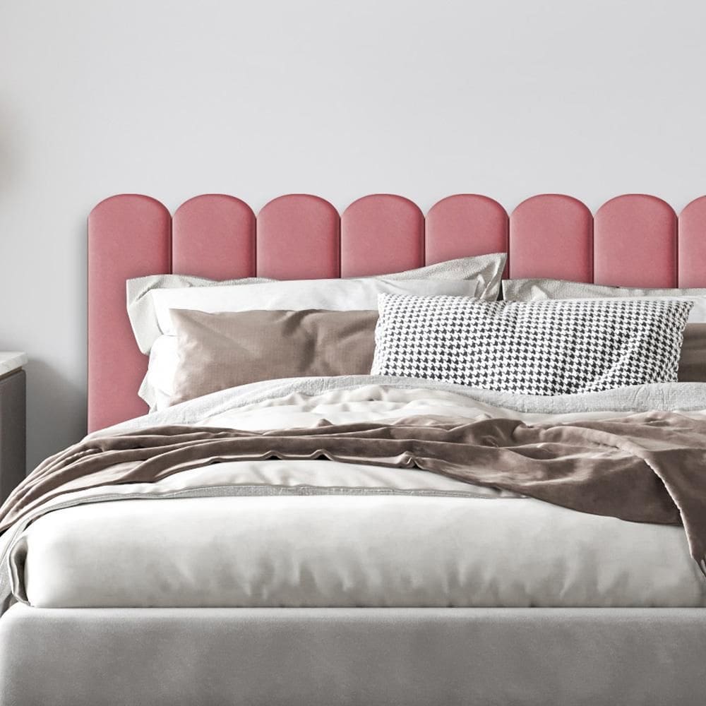 Cabeceira Rosa Estofada Nuvem Para Cama Box Solteiro