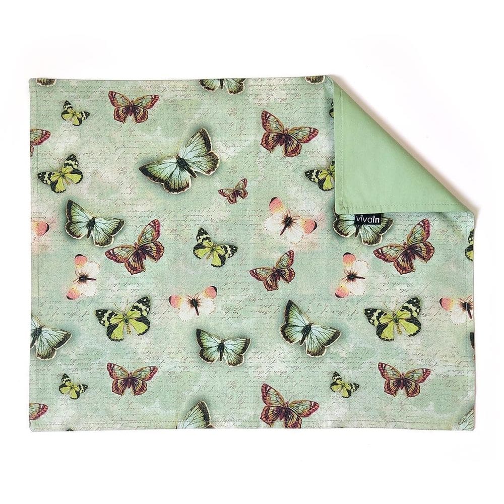 Jogo Americano Vivain 4 Peças Dupla Face Borboletas