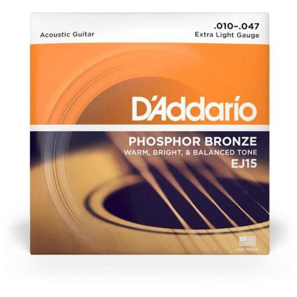 Encordoamento Para Violão D Addario Ej15 .010 Bronze