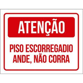 Kit 3 Placas Atenção Piso Escorregadio Ande Não Corra 36X46