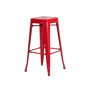 Banqueta Tolix Iron Design Vermelha 31x31x76cm 120kg