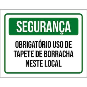 Kit 10 Placas De Segurança Obrigatório Tapete 36X46