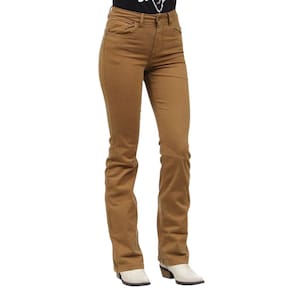 Calça Jeans Feminina Brim Cos Alto Bege Cowboy Winner 36301