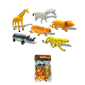 Brinquedo Zoologico Animais Selva Safari Bichos Girafa Onça