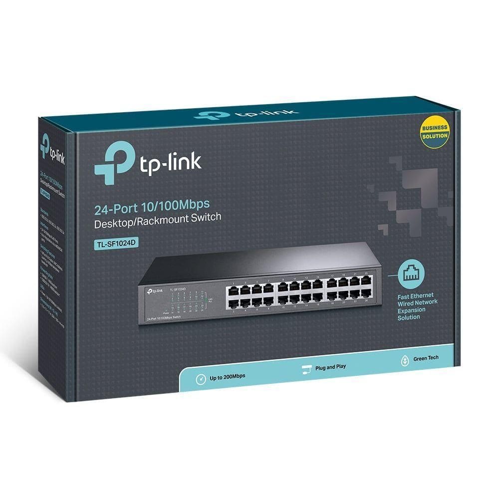 Switch Fast 24 Portas 10-100 Mesa Ou Montável Em Rack Não Gerenciável Tl-sf1024d Smb