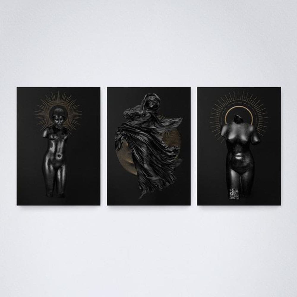Quadro Decorativo Preto/Dourado 30x20cm - Elegância
