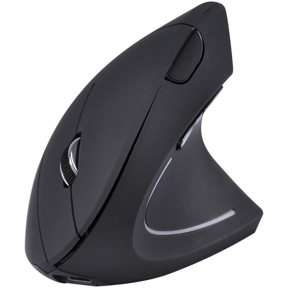 Mouse Sem Fio Recarregavel 2.4 Ghz Vertical Ergonomico Ortopedico Power Fit 1600 Dpi Preto Usb Pm300