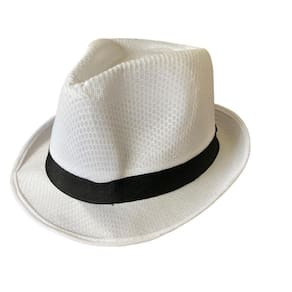 Chapéu De Malandro Branco Com Preto Tecido Carnaval Festas
