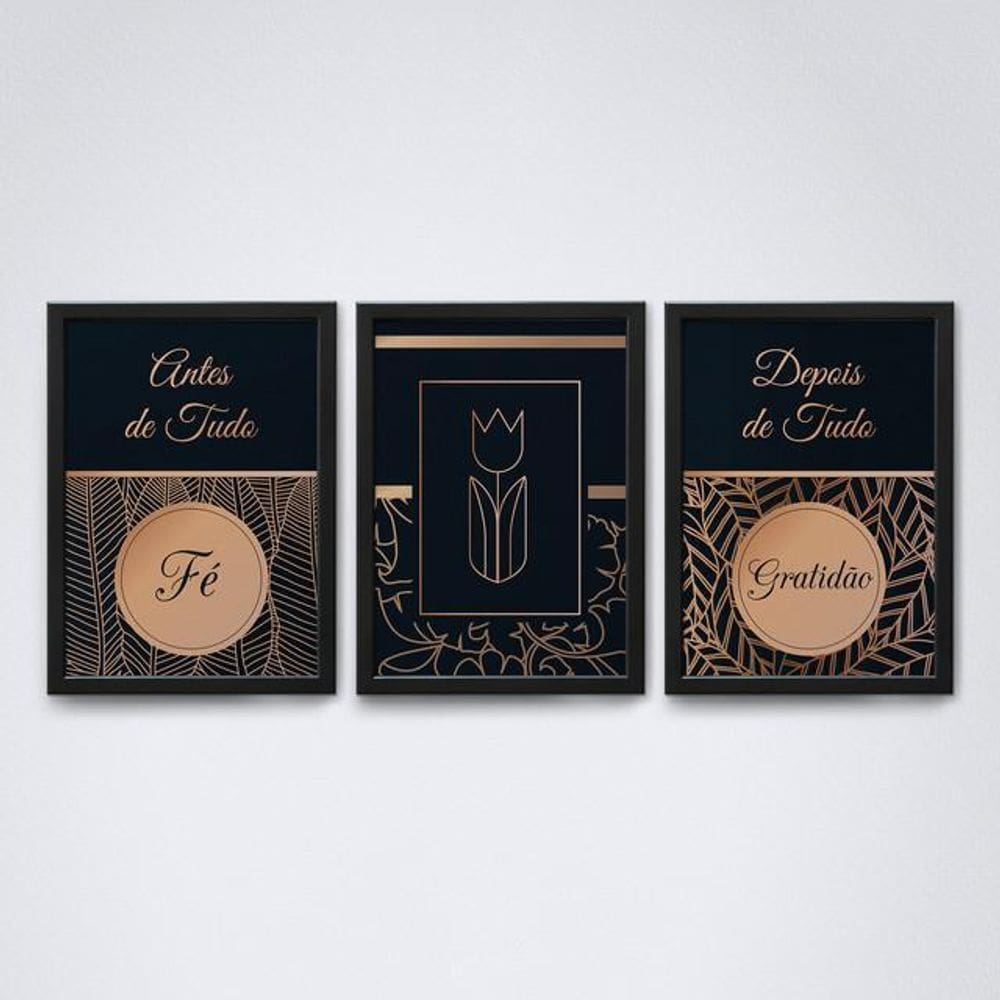 Quadros Decorativos Fé e Gratidão Tons V11 20x30cm