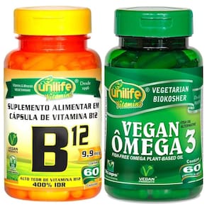 Vitamina B12 60 Caps E Ômega 3 60 Caps Kit Vegano