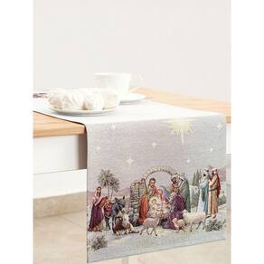Caminho de Mesa Nativity 45x140cm Gobelin Lurex Dourado