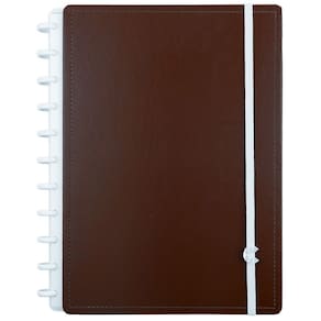 Caderno Inteligente Espresso Cor Café Tamanho A4 Grande Capa Dura 11 Discos Universitário Escolar Folha Destacável 90g