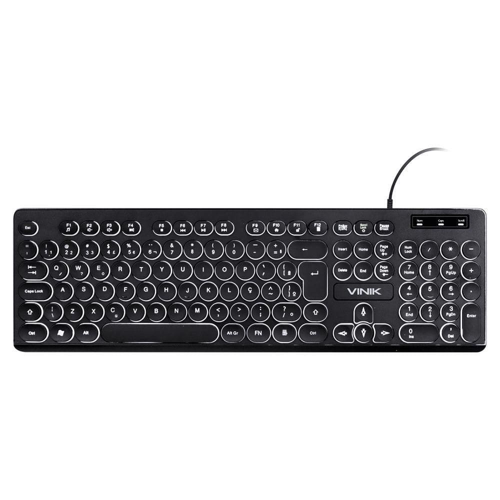 Teclado Usb Multimidia Slim Chocolate Teclas Redondas Led Branco 1.8m - Tc200