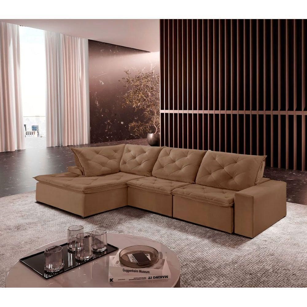 Sofá Hércules Veludo 2 Módulos 80cm Chaise Meu Sofá Online B016 Veludo Marrom