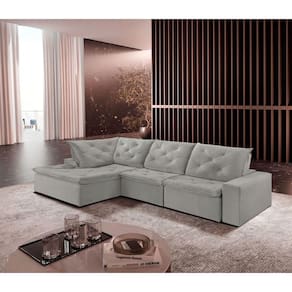 Sofá Hércules Linho 2 Módulos 120cm Chaise Meu Sofá Online A230 Linho Cinza