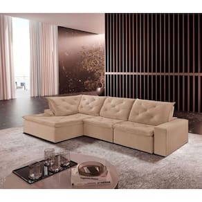 Sofá Hércules Linho 2 Módulos 100cm Chaise Meu Sofá Online A226 Linho Bege