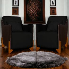 Kit 2 Poltronas Decorativa Heloisa Veludo Preto/Corano Marrom - Londrilar