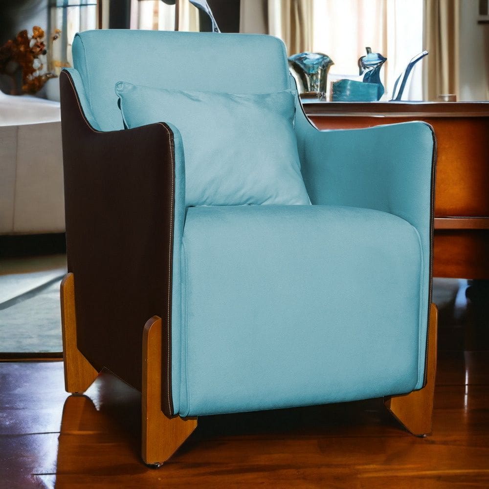 Poltrona Decorativa Heloisa Veludo Azul Turquesa/Corano Marrom - Londrilar