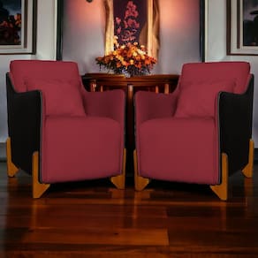 Kit 2 Poltronas Decorativa Heloisa Veludo Vermelho/Corano Preto - Londrilar