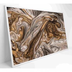 Quadro Abstrato Textura Líquida Dourada Medidas 120x80 Cm Tipo De Impressão Vidro Acrílico