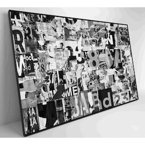 Quadro Colagem De Letras Em Preto E Branco Medidas 60x40 Cm Impressão Adesivo Fotográfico