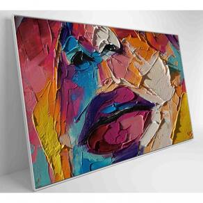Quadro Pintura óleo De Rosto Feminino Medidas 120x80 Cm Impressão Vidro Acrílico