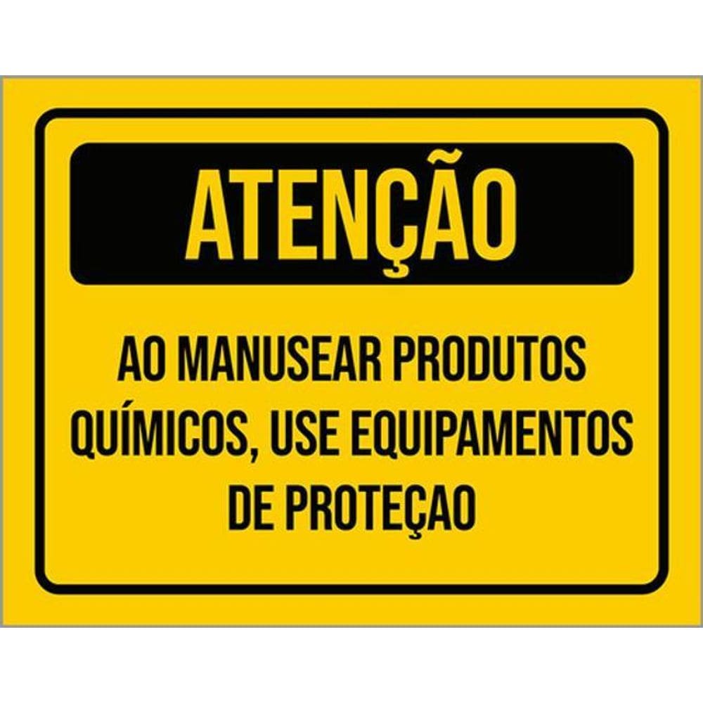 Kit 10 Placa Manusear Produtos Químicos Use Proteção 36X46