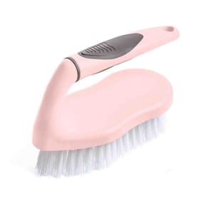 Escova Com Cabo Ergonômico Para Lavar Roupas Lavanderia Rosa