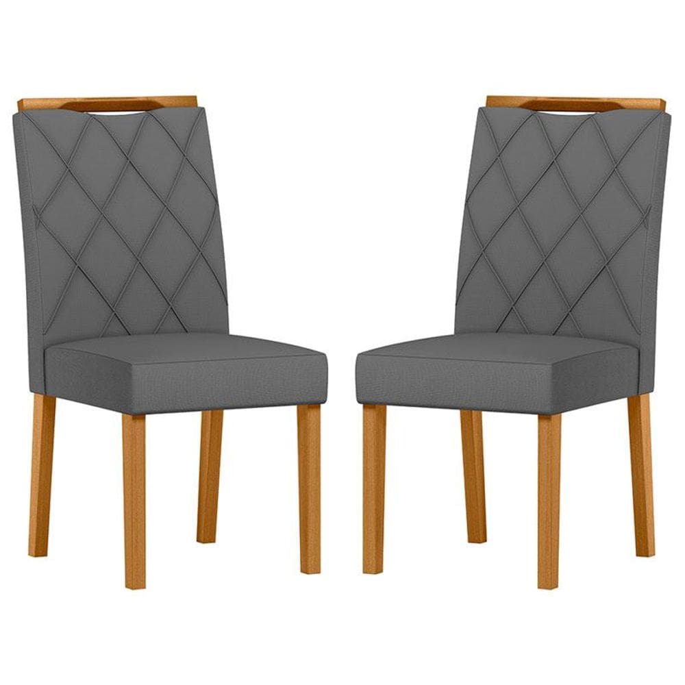 Cadeira para Mesa de jantar Sarah Kit 2 Peças Ype Veludo Cinza Escuro - New Ceval - Cinza