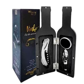 Kit De Vinho Wincy Tipo Garrafa C/5Pcs Abridor de Garrafas Corta gotas Salva Gotas Estojo DTD0202